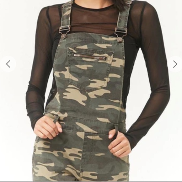 Forever 21 Los Angles Camouflaged Overalls Stretch Skinny - Picture 2 of 13